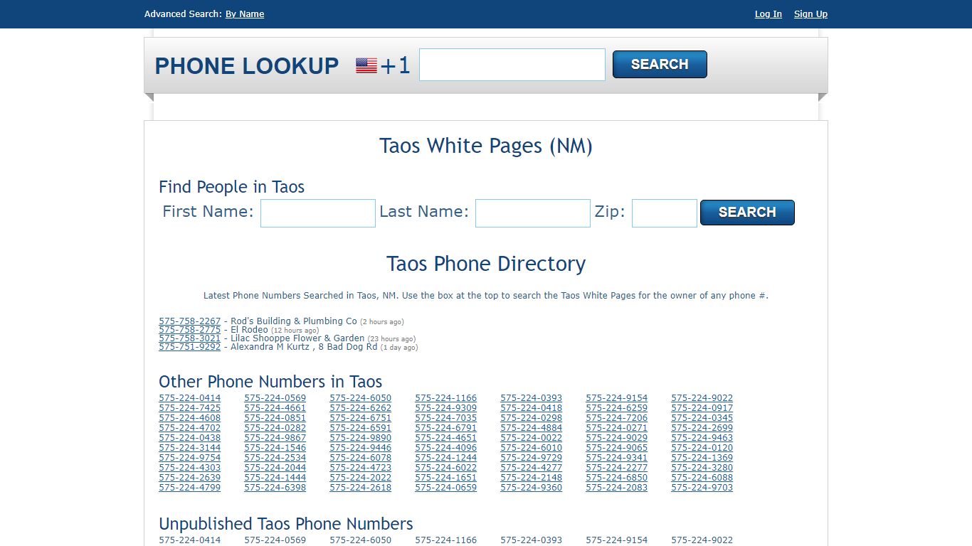 Taos White Pages - Taos Phone Directory Lookup